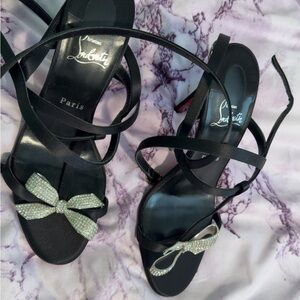 Christian Louboutin Black Heels with Crystal Bow